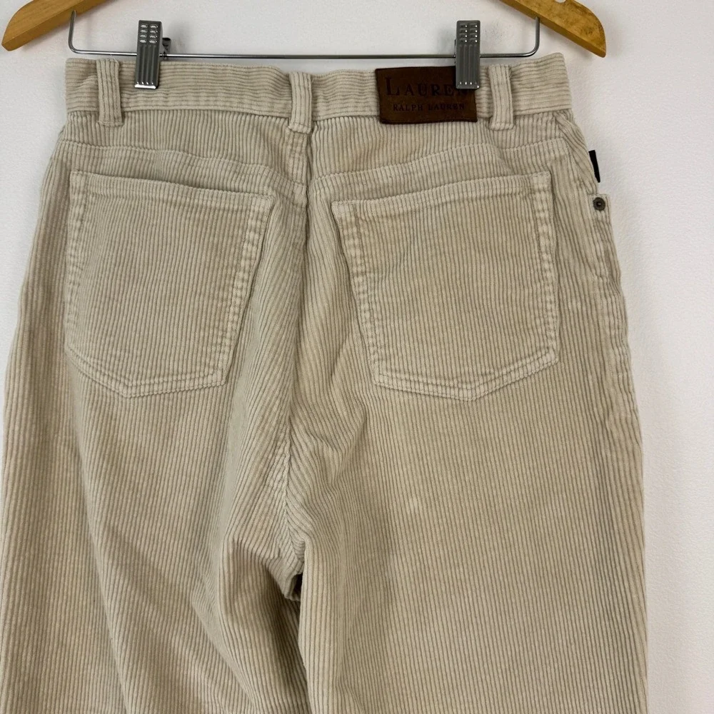 VTG! Lauren Ralph Lauren Women's Beige Corduroy Straight Leg Pants Size 8 Preppy